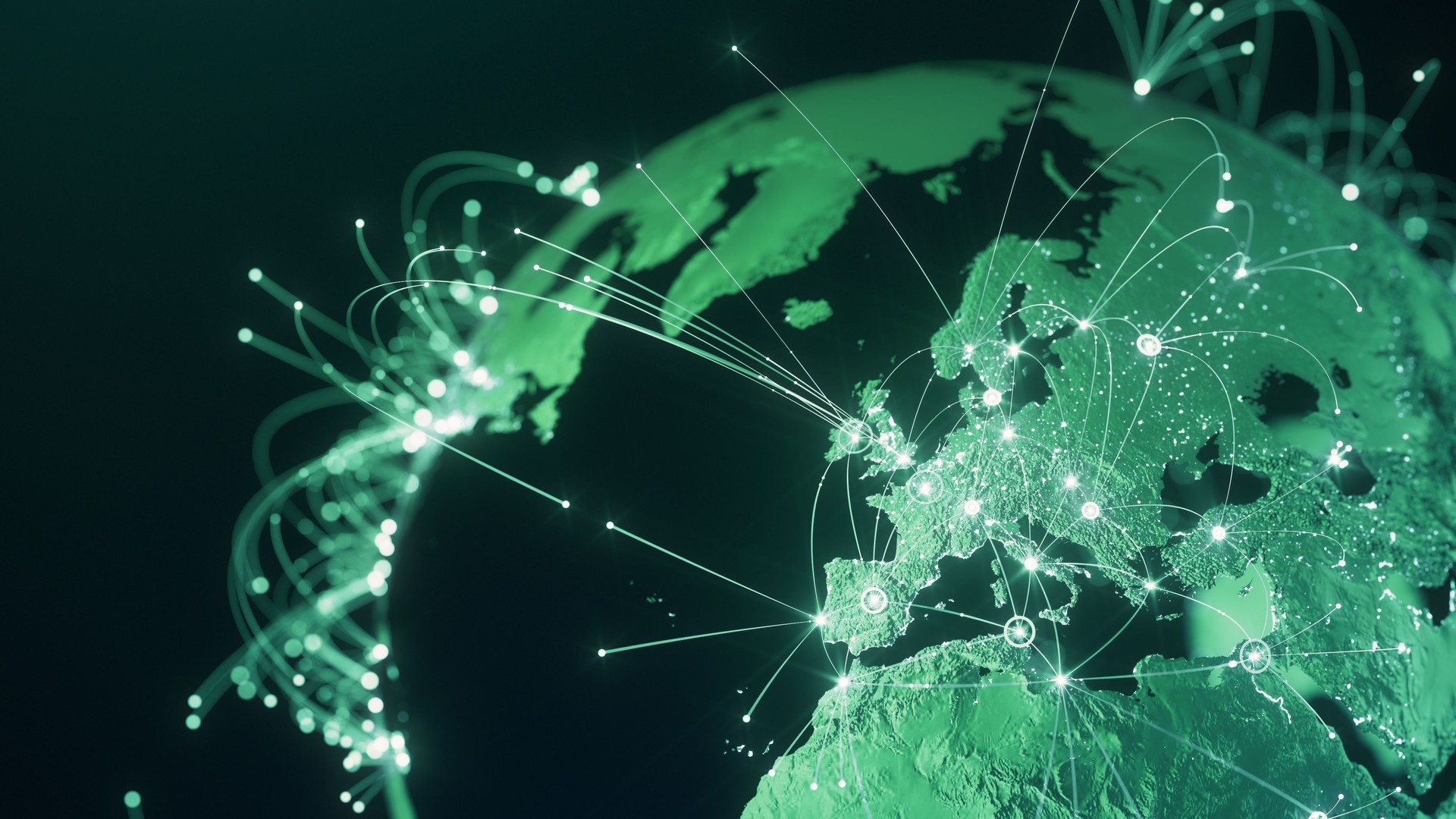 Emerging Global Connection Lines - Digital Network, Flight Routes, Responsible Business